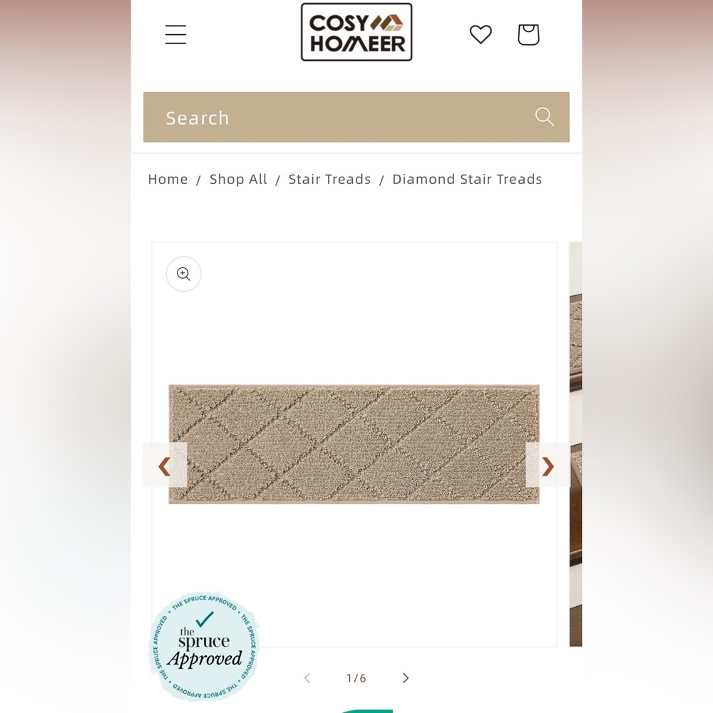Cosy Homeer stair treads in diamond design, beige/taupe - set of 4